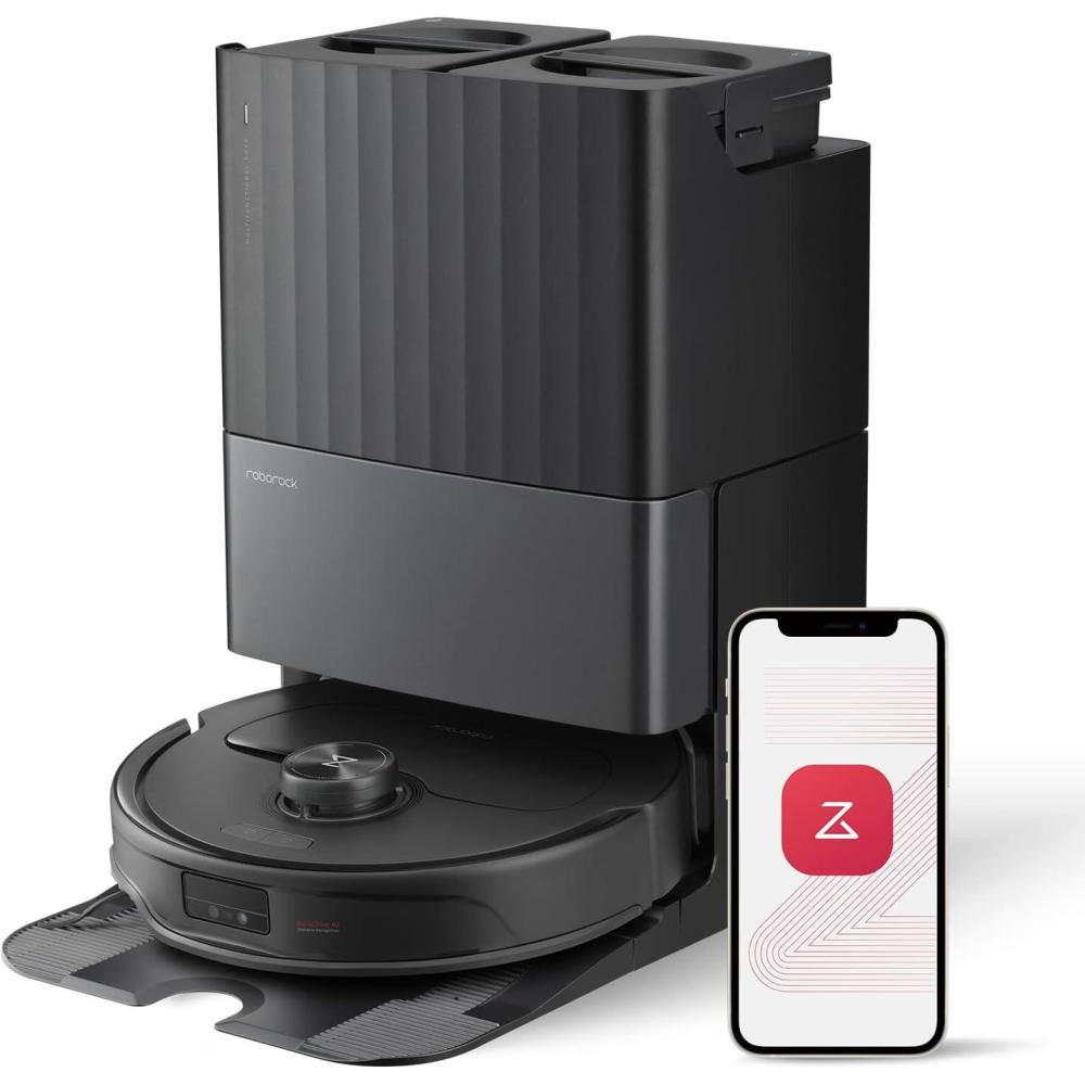 image:imageroborock Qrevo Edge Robot Vacuum and Mop 18500Pa Suction ZeroTangling AdaptiLift Chassis Hot Water Mop Washing amp Dock Self Cleaning RenewedQrevoMasterBlack