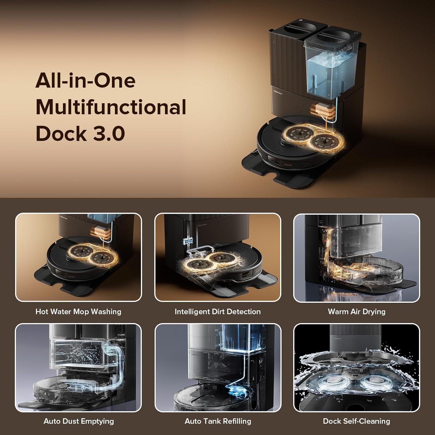 image:imageroborock Qrevo Edge Robot Vacuum and Mop 18500Pa Suction ZeroTangling AdaptiLift Chassis Hot Water Mop Washing amp Dock Self Cleaning RenewedQrevoMasterBlack