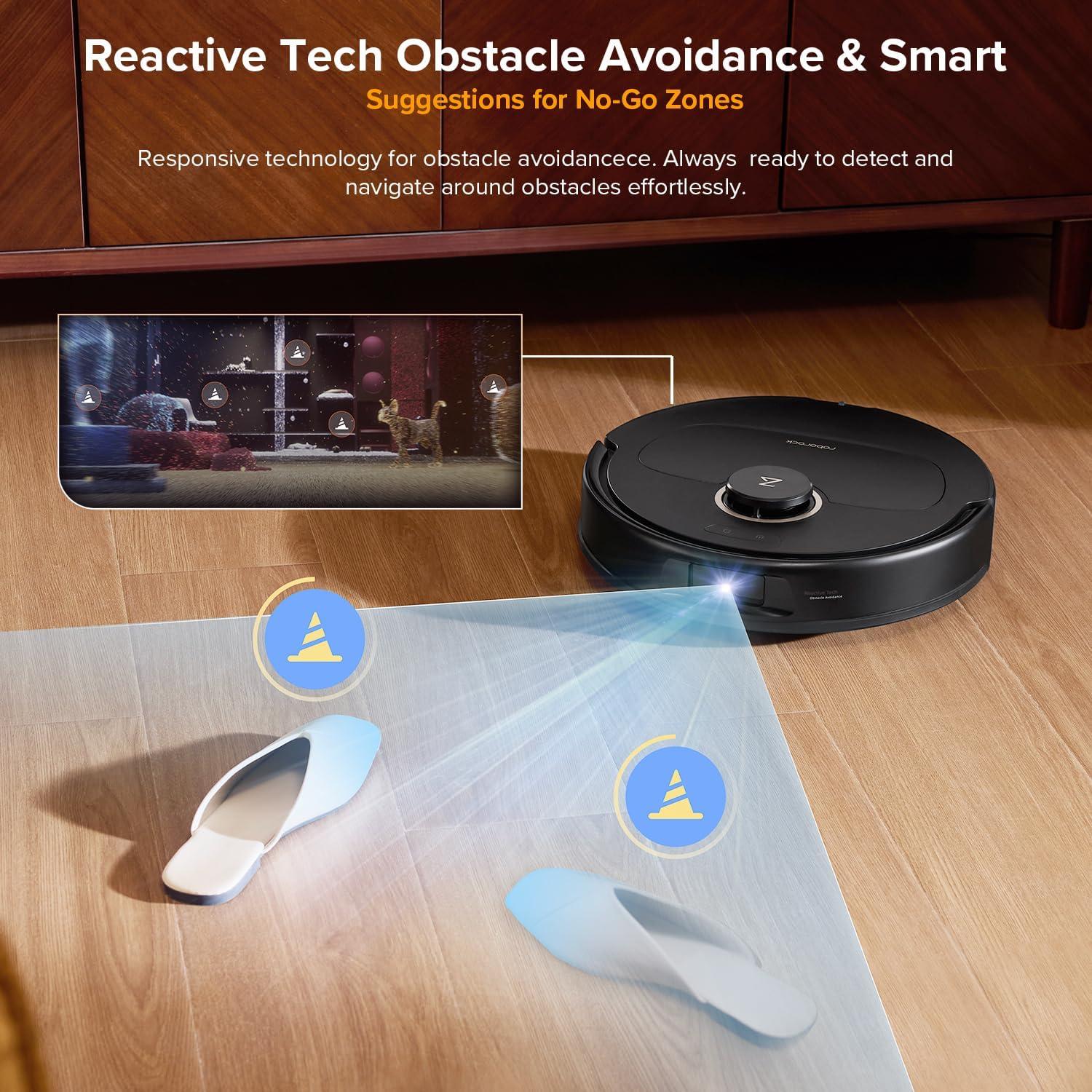 image:imageroborock Qrevo S5V Robot Vacuum and Mop FlexiArm Edge Mopping 12000Pa Suction Dual ZeroTangle System Smart Obstacle Avoidance 10mm Mop Lifting Auto Mop WashingampDrying RenewedQrevo S5V