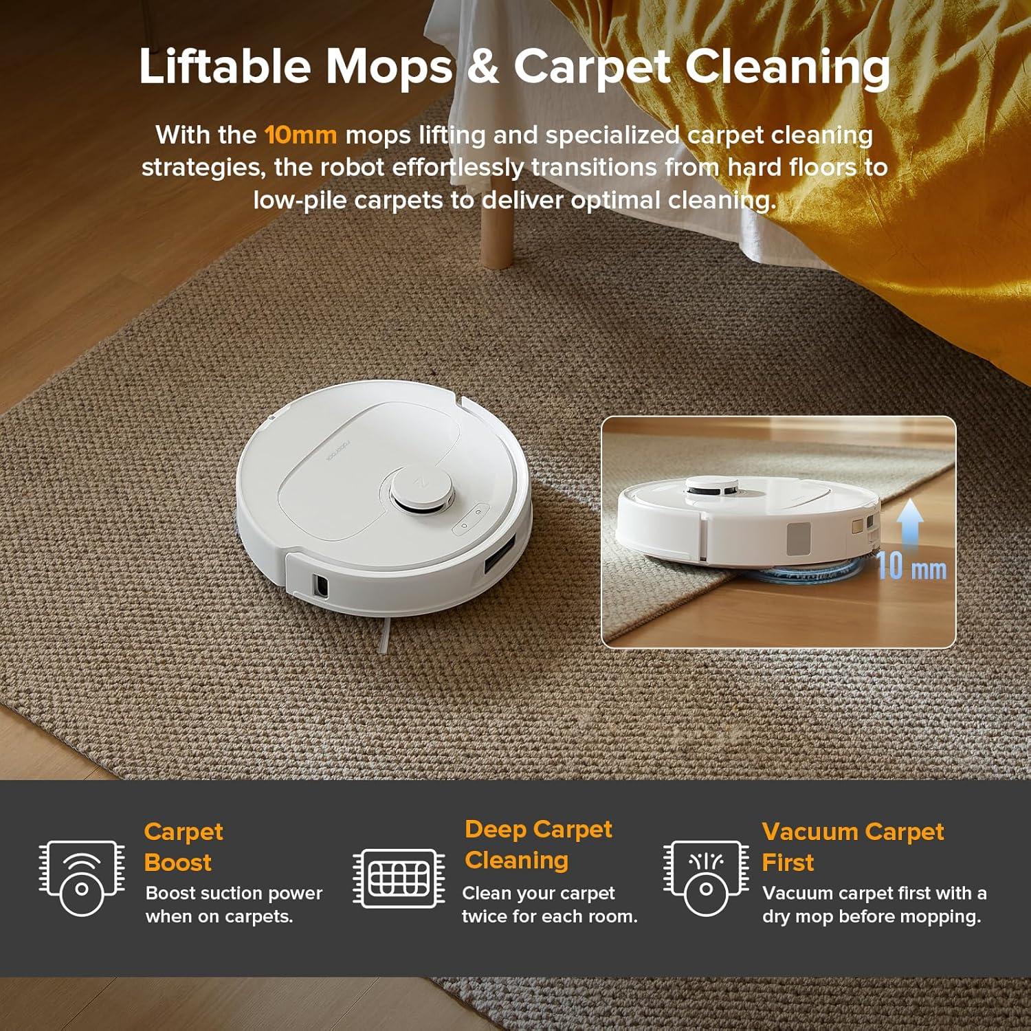 image:imageroborock Qrevo Series Robot Vacuum and Mop 8000Pa Upgraded from Qrevo S AntiTangle Brush Smart Obstacle Avoidance Auto Mop Washing 200RPM Spinning Mops WhiteQV 35A Renewed