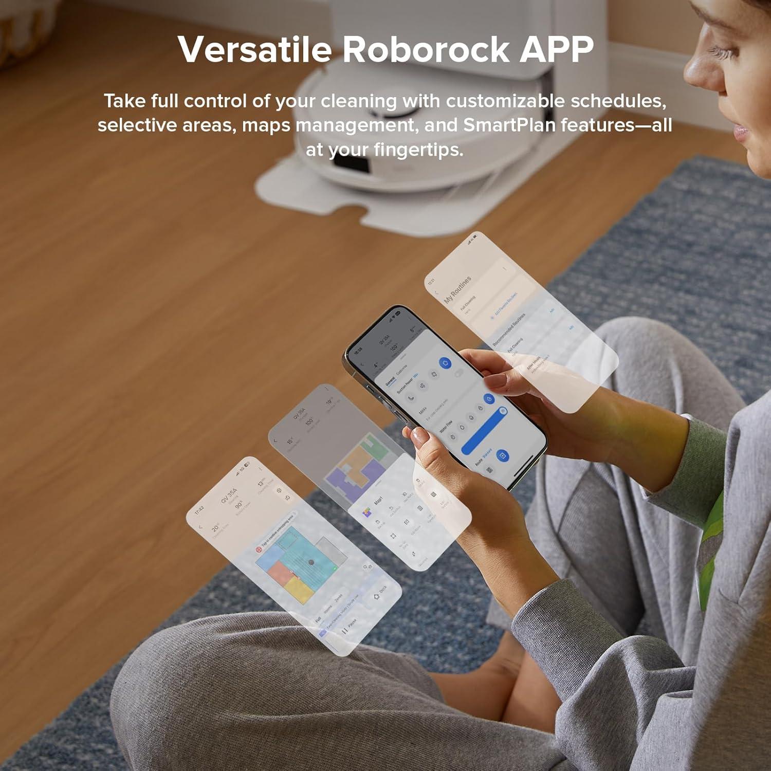 image:imageroborock Qrevo Series Robot Vacuum and Mop 8000Pa Upgraded from Qrevo S AntiTangle Brush Smart Obstacle Avoidance Auto Mop Washing 200RPM Spinning Mops WhiteQV 35A Renewed