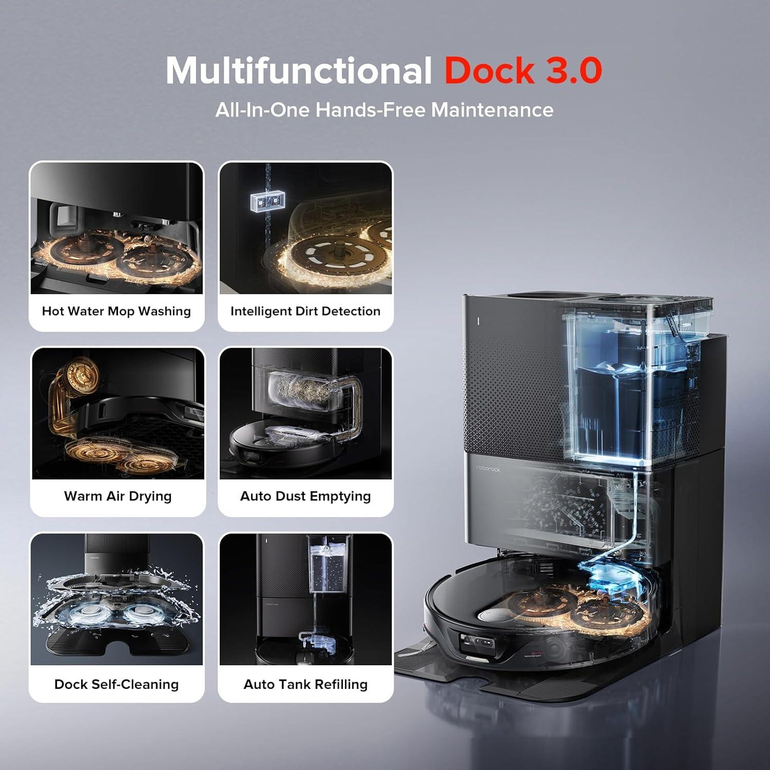 image:imageroborock Qrevo Slim Robot Vacuum and Mop Combo 82cm UltraSlim 3D Sensing Tech Advanced Obstacle Recognition 11000Pa Suction FlexiArm Side Brush amp Mop SelfEmptying RenewedQrevo Slim