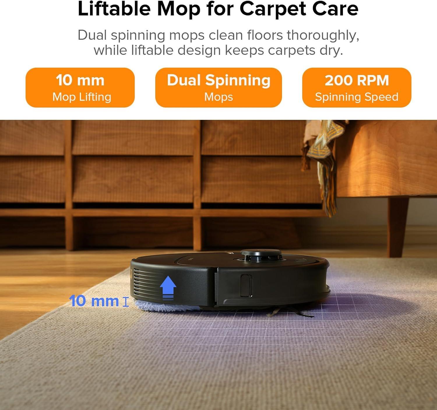 image:imageroborock Qrevo Pro Robot Vacuum and Mop with FlexiArm Design Edge Mopping Dynamic Hot Water Mop Washing and Drying Intelligent Dirt Detection 7000 Pa Suction Ideal for CarpetsBlack02