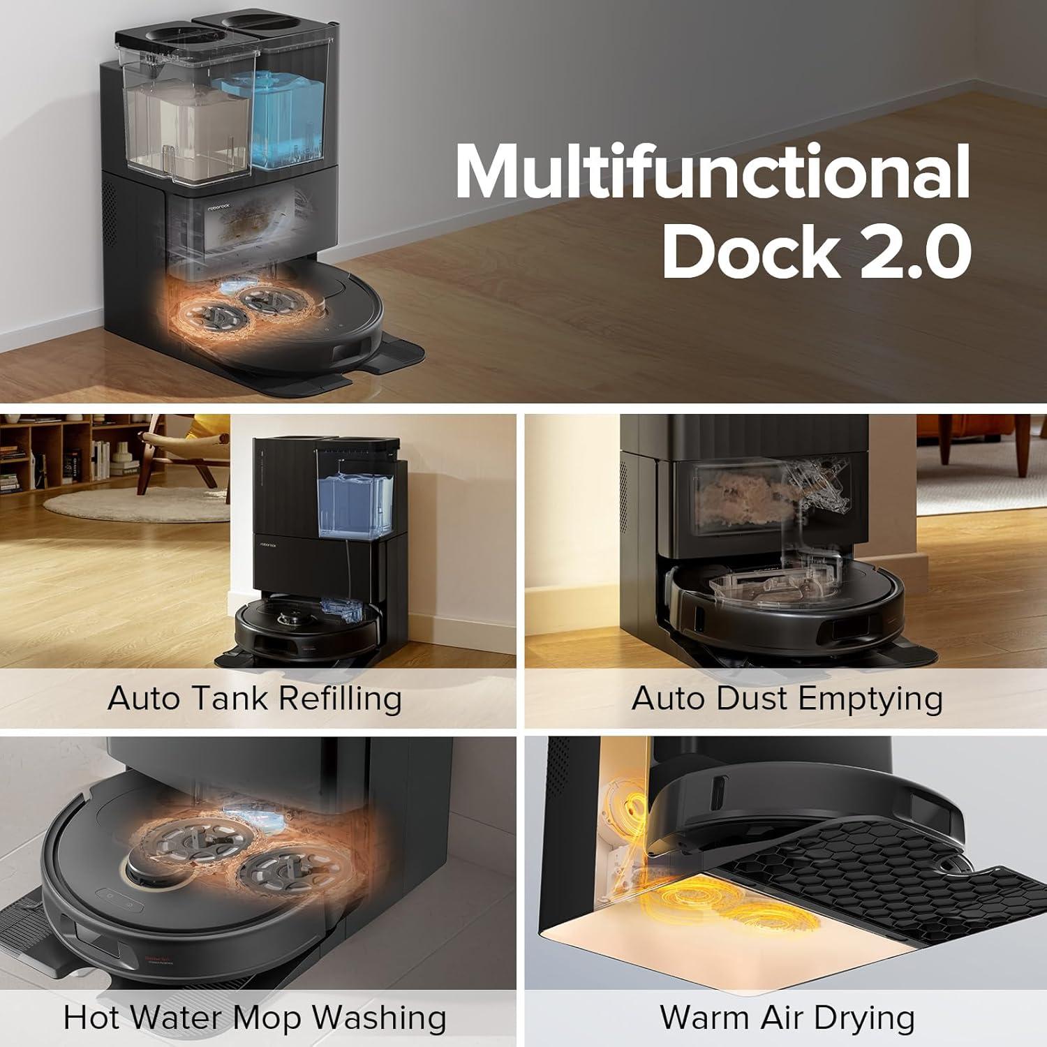 image:imageroborock Qrevo Pro Robot Vacuum and Mop with FlexiArm Design Edge Mopping Dynamic Hot Water Mop Washing and Drying Intelligent Dirt Detection 7000 Pa Suction Ideal for CarpetsBlack02