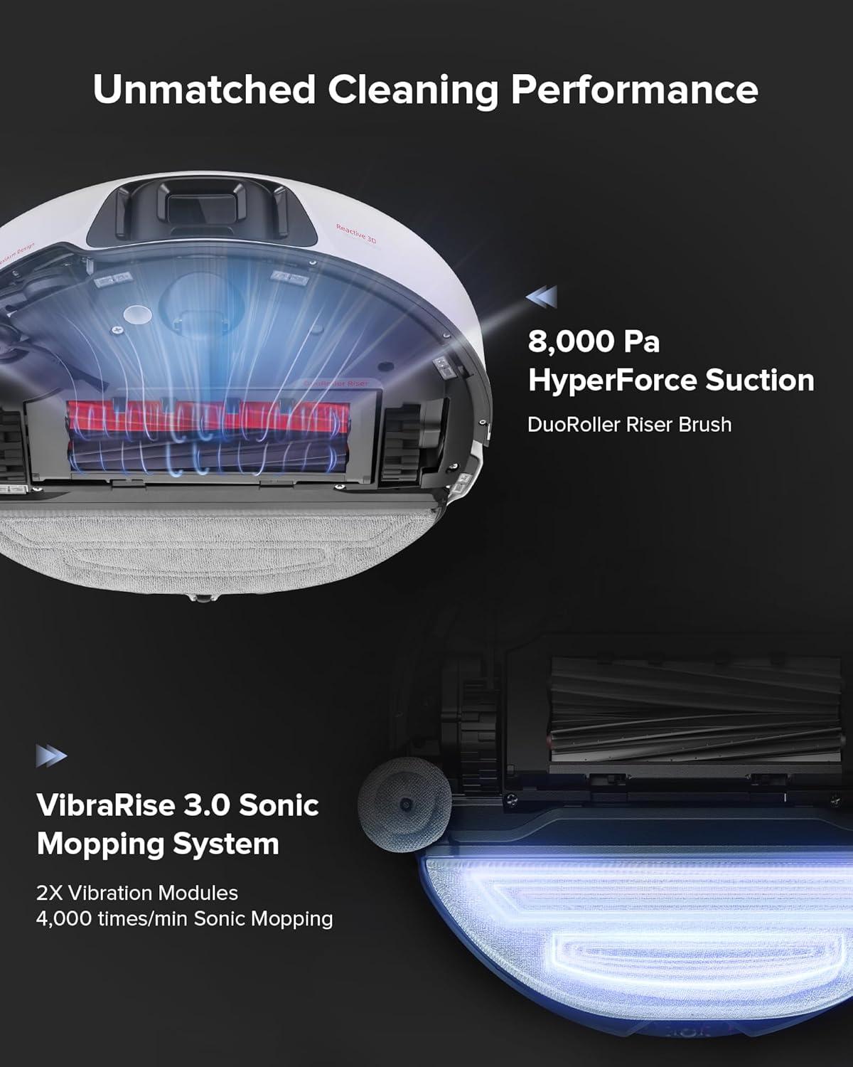 image:imageroborock S8 Max Ultra Robot Vacuum and Mop Auto Mop WashingampDrying Dirt Detection SelfEmptying 8000Pa Suction 20mm Mop Lifting White RenewedWhite