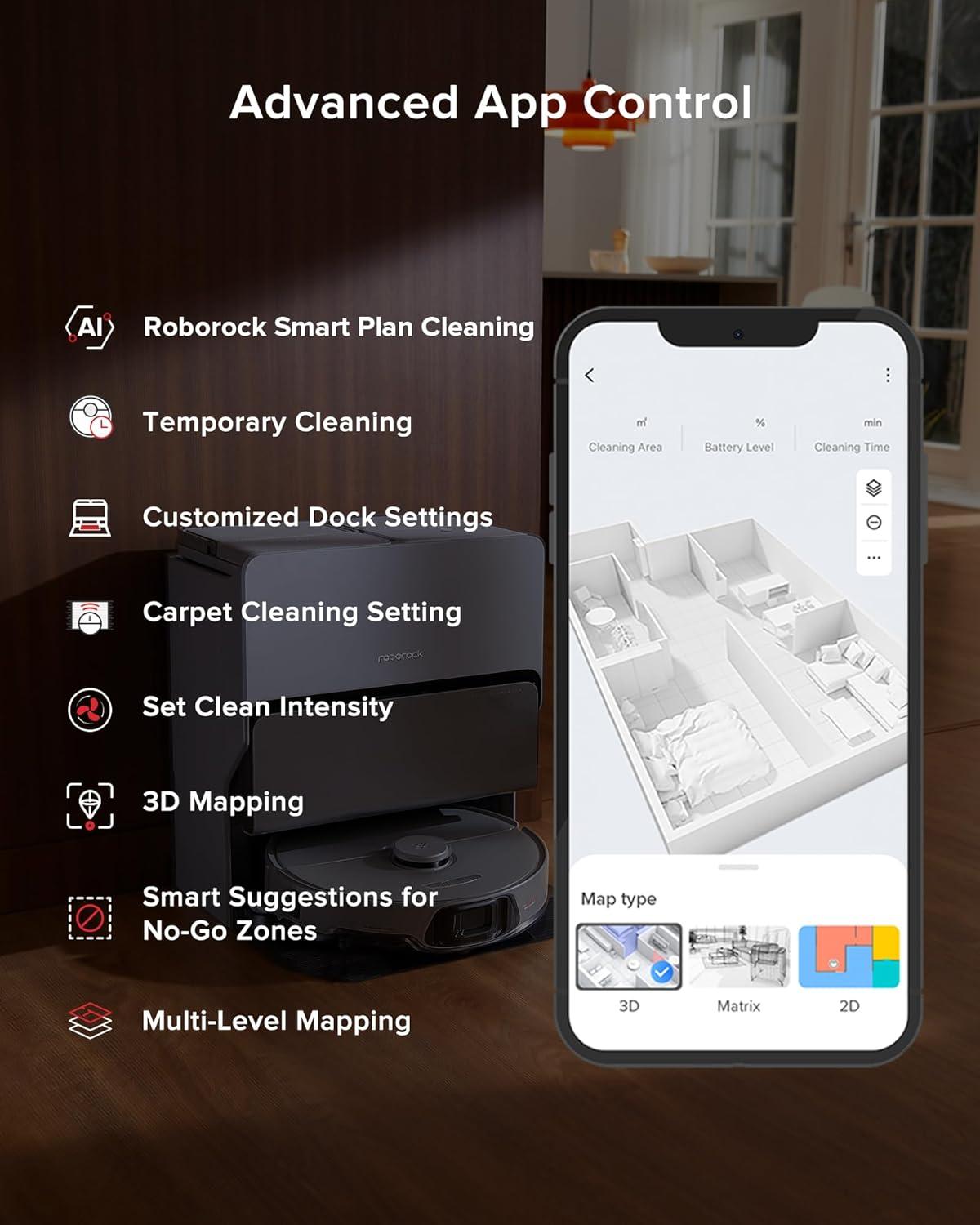 image:imageroborock S8 Max Ultra Robot Vacuum and Mop Auto Mop WashingampDrying Dirt Detection SelfEmptying 8000Pa Suction 20mm Mop Lifting White RenewedWhite