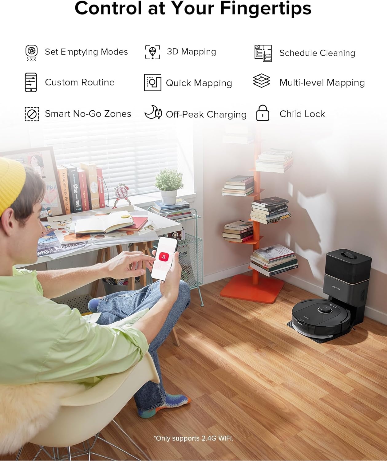 image:imageroborock Q5 Pro Robot Vacuum and Mop SelfEmptying 5500 Pa Max Suction DuoRoller Brush HandsFree Cleaning for up to 7 Weeks Precise Navigation Perfect for Hard Floors Carpets and Pet HairDark Gray