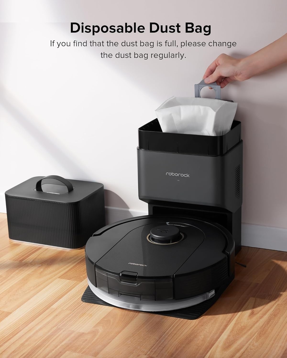 image:imageroborock Q5 Pro Robot Vacuum and Mop SelfEmptying 5500 Pa Max Suction DuoRoller Brush HandsFree Cleaning for up to 7 Weeks Precise Navigation Perfect for Hard Floors Carpets and Pet HairDark Gray