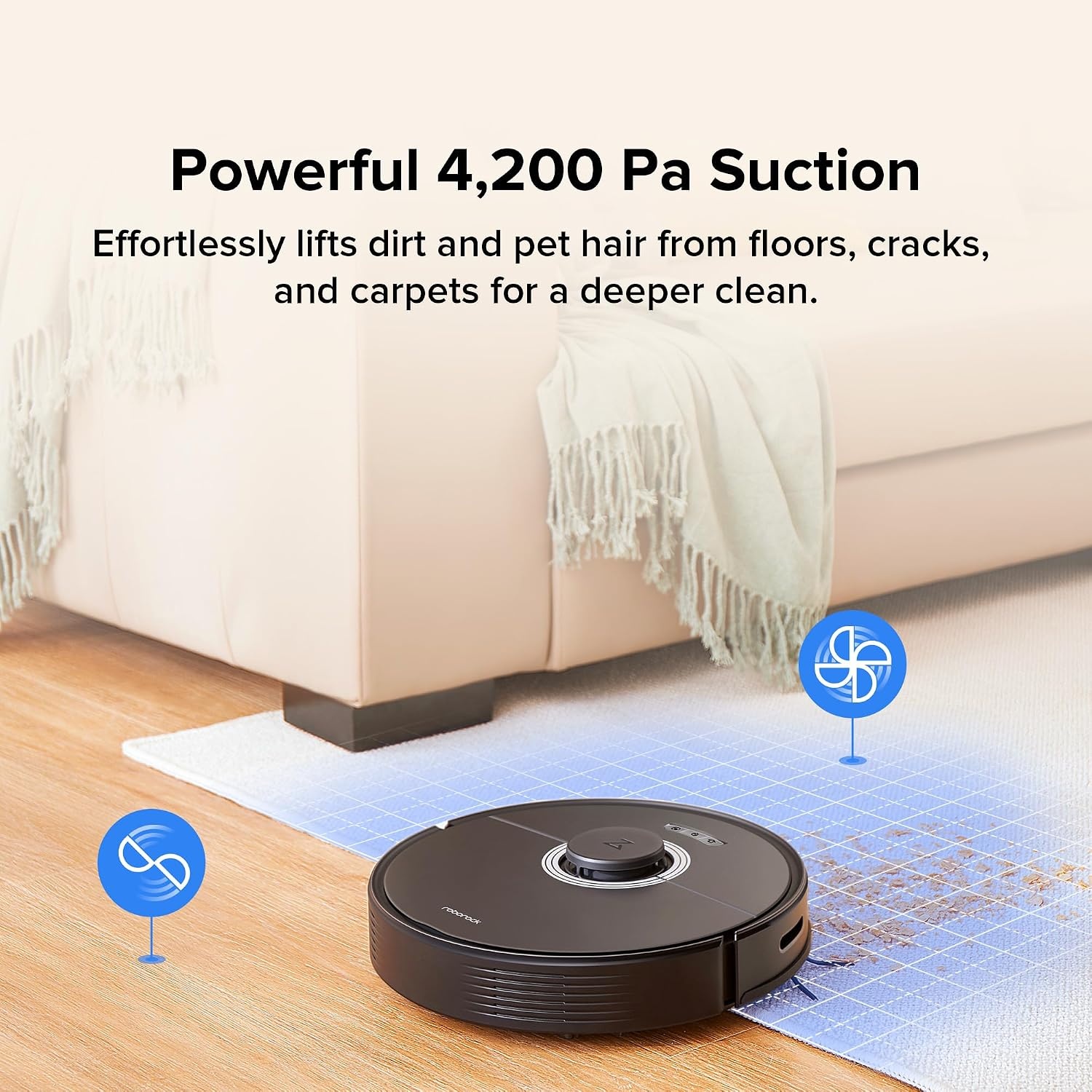 image:imageroborock Q7 Max Robot Vacuum and Mop with AutoEmpty Dock Pure HandsFree Cleaning for up to 7 Weeks APPControlled Mopping 4200Pa Suction NoMopampNoGo Zones 180mins RuntimeRenewedBlack