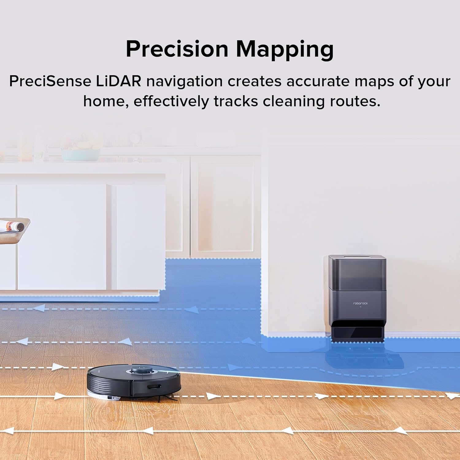 image:imageroborock Q7 Max Robot Vacuum and Mop with AutoEmpty Dock Pure HandsFree Cleaning for up to 7 Weeks APPControlled Mopping 4200Pa Suction NoMopampNoGo Zones 180mins RuntimeRenewedBlack
